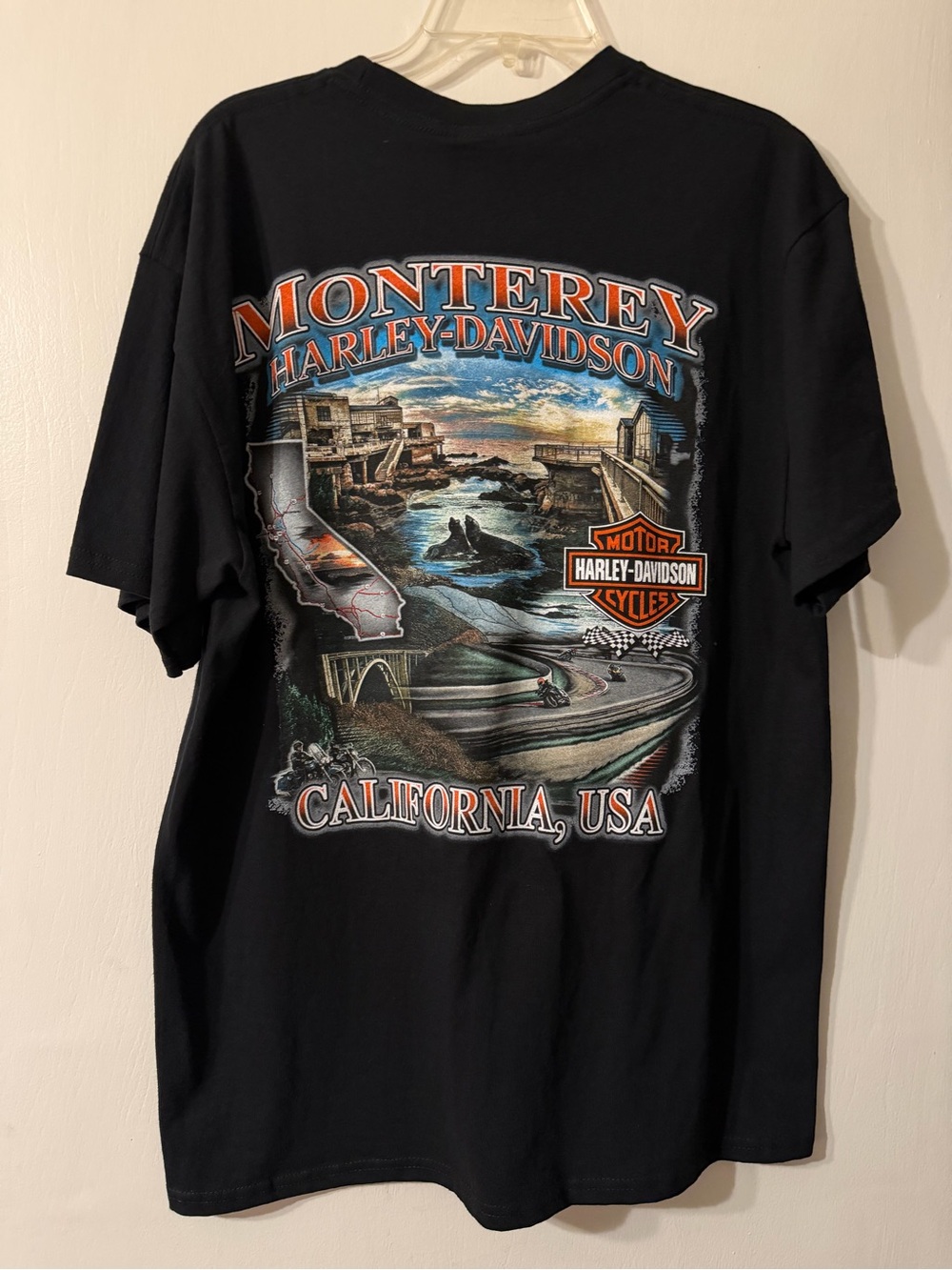 NWT Harley-Davidson Monterey Calif. USA Black T-shirt Sz L